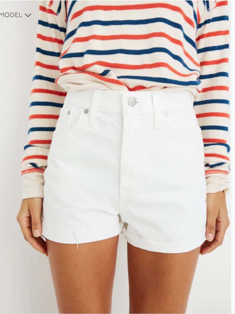 Madewell White High-Rise Denim Shorts